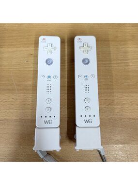Nintendo Wii 2 Remote RVL-003 Bundle LOT with 2 Motion Plus Adapter RVL-026 OEM